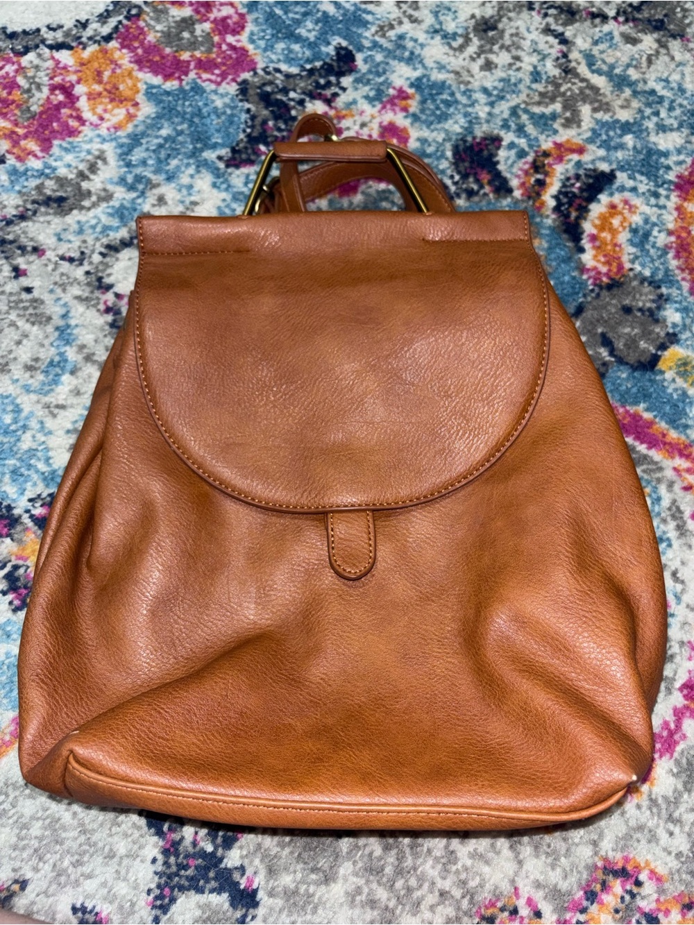 Antik Kraft Leather Backpack in Cognac Brown